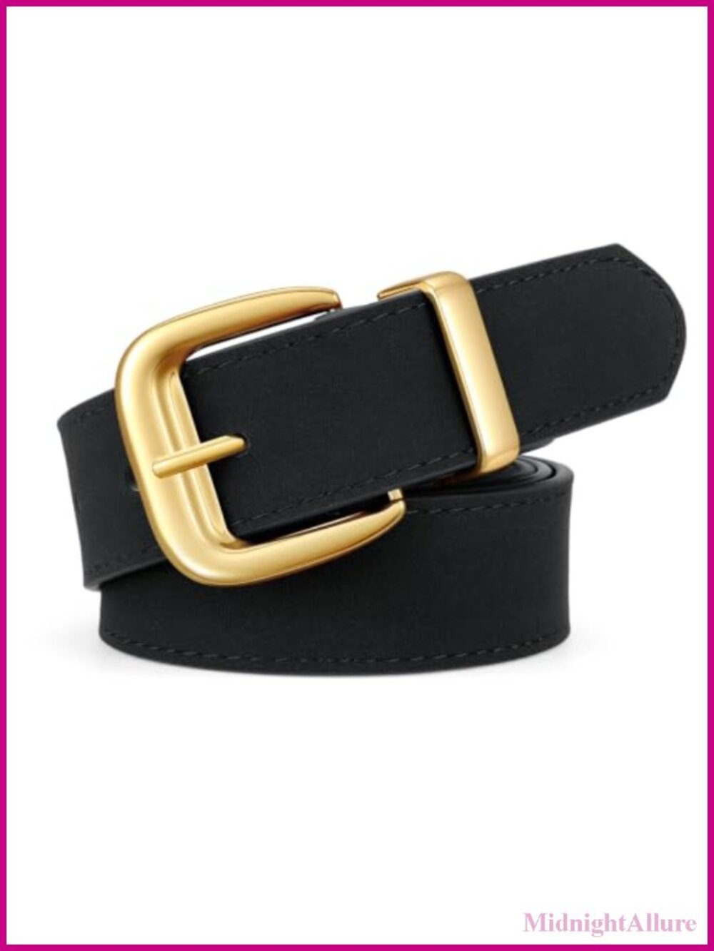 Women's Faux Suede Belt Retro Gold Buckle Adjustable Waist Belt